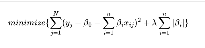 Lasso regulatization equation