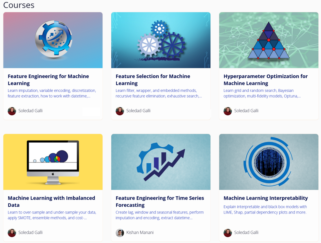 machine learning courses at train in data.
