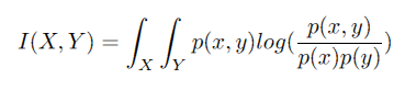Mutual information equation for continuous variables