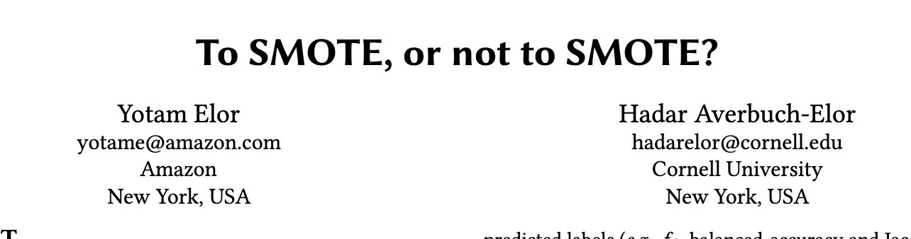 To SMOTE or Not to SMOTE