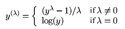 The Box-Cox transformation equation